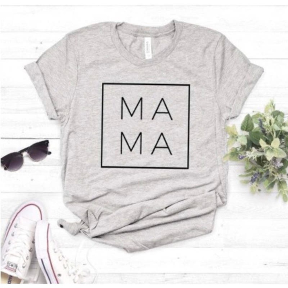 Mama Square T Shirt In Heather Gray Size Large